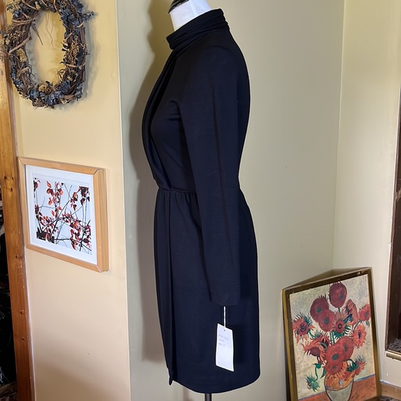 Vintage STEVEN STOLMAN Size 6 Draped Wool Midi-Dress Zip-Back Modest DeadStock - Picture 9 of 17